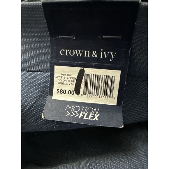 Crown and Ivy Motion Flex Flat Front Mens Blue Dress Pants 38 x 30 New - Picture 7 of 8